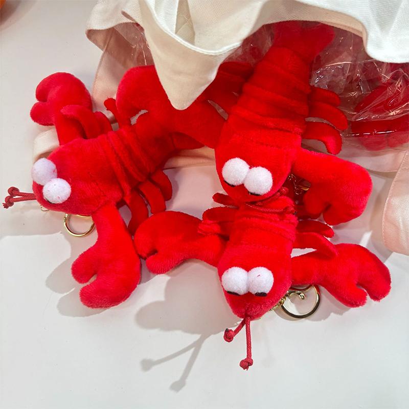 Cute Crayfish Plush Toy Keychain Cartoon Lobster Soft Stuffed Doll Pendant Car Key Ring Backpack Bag Decor Kid Gift
