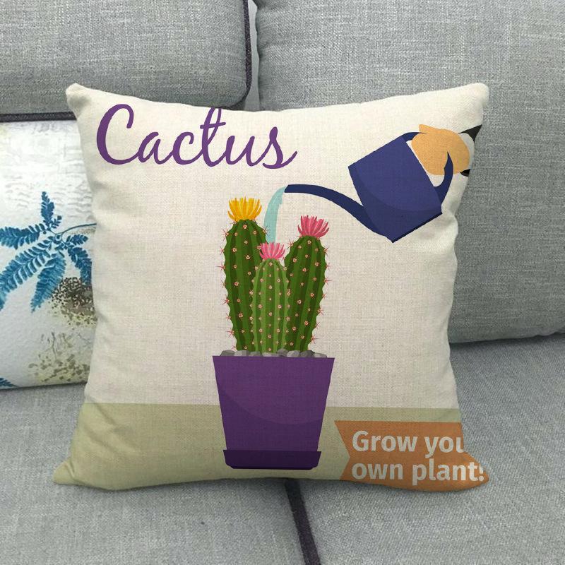 The Pattern Of The Watering Cactus Digital Printing Short Plush Pillow Covers For Car Sofa Office Cushion Cover Home Goods