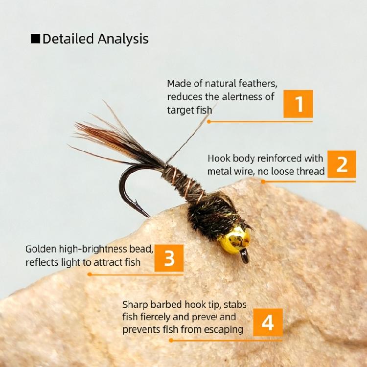 Fly Fishing Lures 6pcs Effective Nymph Fly With Natural Pheasant Tail Pattern To Attract Game Fish