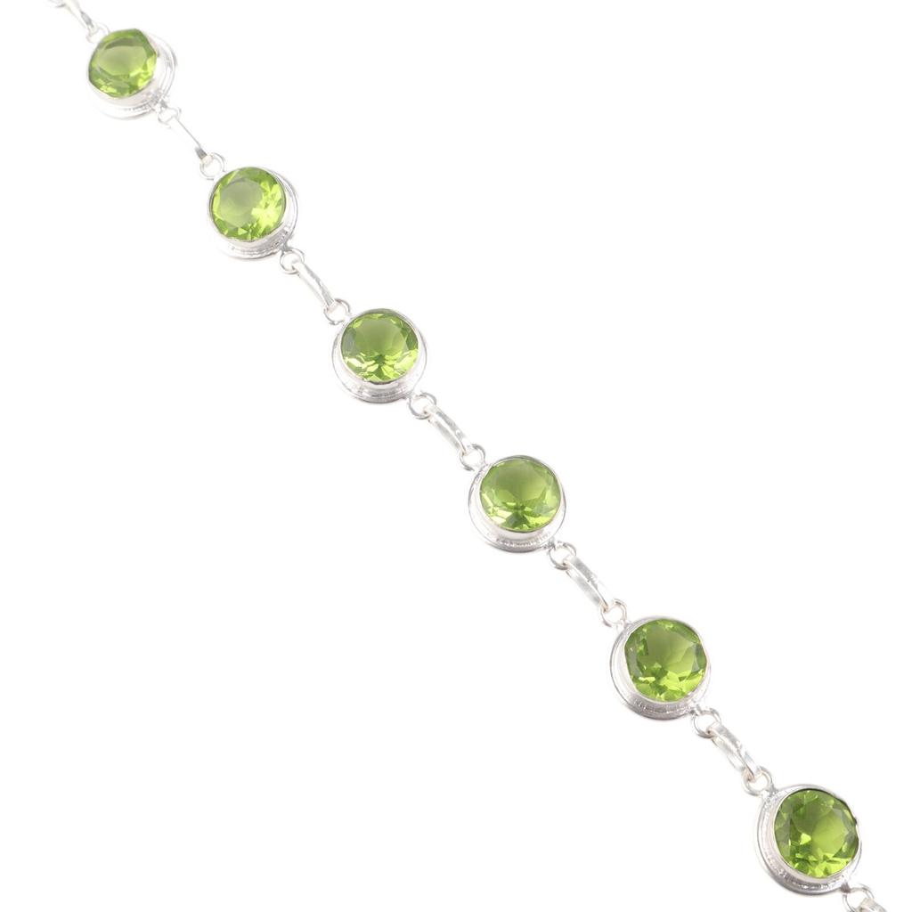 Natural Peridot Gemstone 925 Sterling Silver Jewelry Handmade Bracelet For Wife RB-13-8