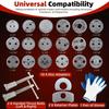 24Pcs Disc Brake Caliper Piston Compressor Rewind Tool Set with 18 Adapters, Dual Handed Thrust Bolts, Retainer Plates and Glove