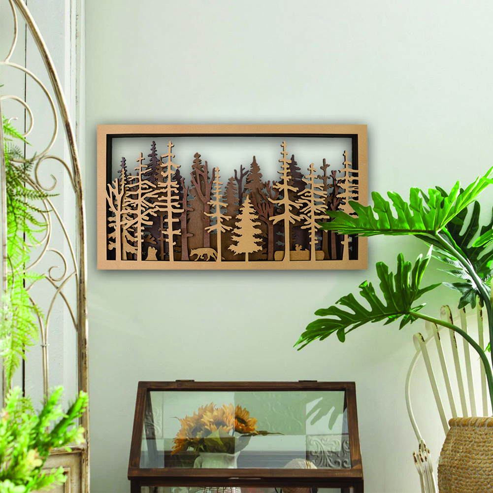 Wooden Forest Ornaments Rural Style Multi-layer Picture Art Bathroom Wall Decor Perfect Gift For Nature Enthusiasts