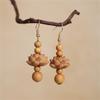 Elegant Wood And Alloy Florals Earrings Handmade Dangling Earrings For Daily Wear Or Special Occasions
