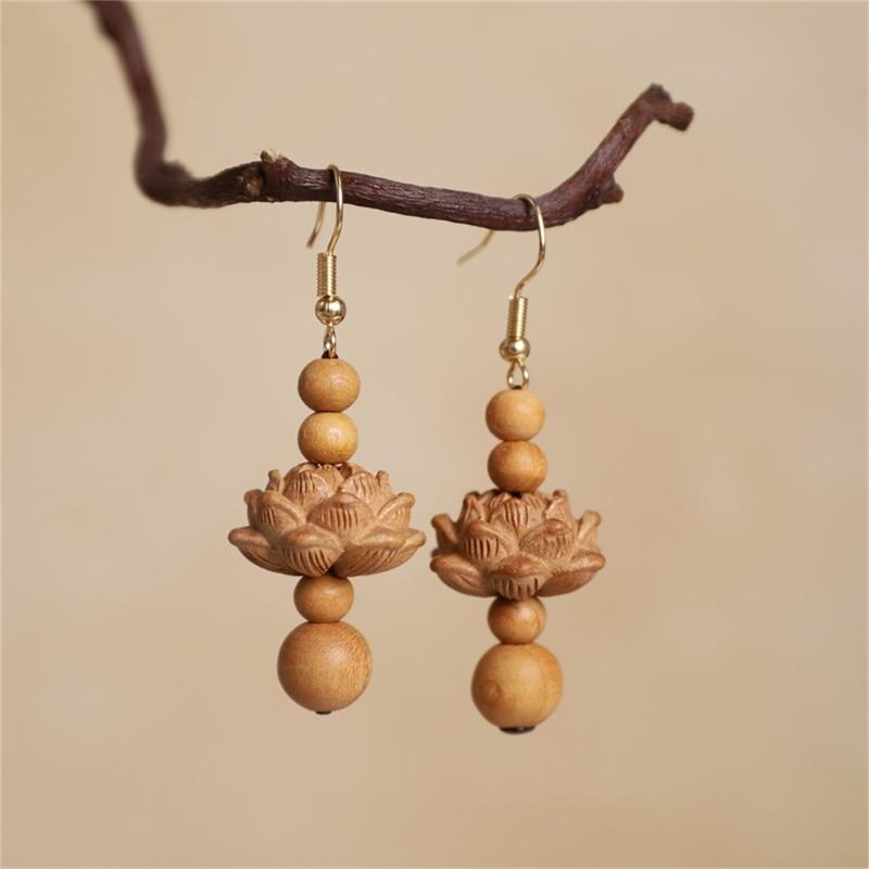 Elegant Wood And Alloy Florals Earrings Handmade Dangling Earrings For Daily Wear Or Special Occasions