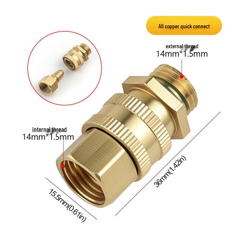 High-Pressure Sprayer Rotary Joint Quick Detachable 14mm*1.5mm Brass Connector