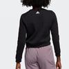 Adidas Training Sports Crew Neck Cropped Sweatshirt Women Tops Black FL2059