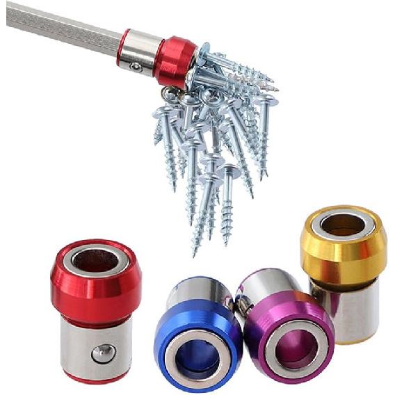 Screwdriver Meonsopoli Head Magnetic Ring for Drill, 6 Pieces Magnetic Screw Ring, Universal Magnetizer for Drill, 1/4"/6.35mm Universal Magnetic Bit