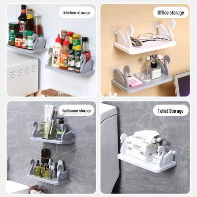 Little Swan Punch-Free Wall-Mounted Kitchen & Bathroom Storage Rack