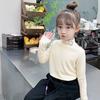 Girls White De Rong Thermal Base Layer Shirt Autumn Winter Semi Turtleneck Long Sleeve Inner Wear For Kids