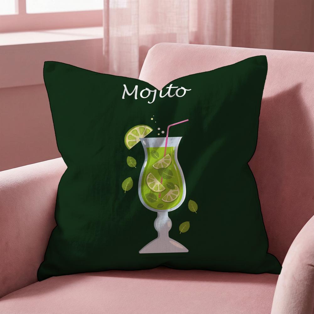 Classic Art Mojito Cocktail Cushion Cover Multi-Scene Pillow Cover for Home & Car - Reversible, Soft & Durable for Daily Use