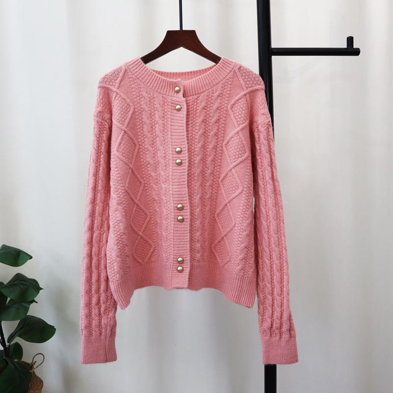 Retro Twist Gentle Wind Knitted Cardigan Autumn and Winter New Design Sense Loose Soft Waxy Sweater Jacket Women