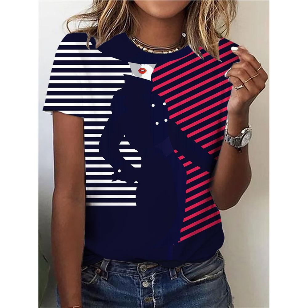 Μόδα Μοντέρνο Κοριτσίστικο T-Shirt 3d Εκτύπωση Γυναικείο Πουλόβερ Y2k Ρούχα Κοντομάνικα Τοπ Μπλουζάκια με Στρογγυλή Λαιμόκοψη Αθλητική Καθημερινή Μπλούζα