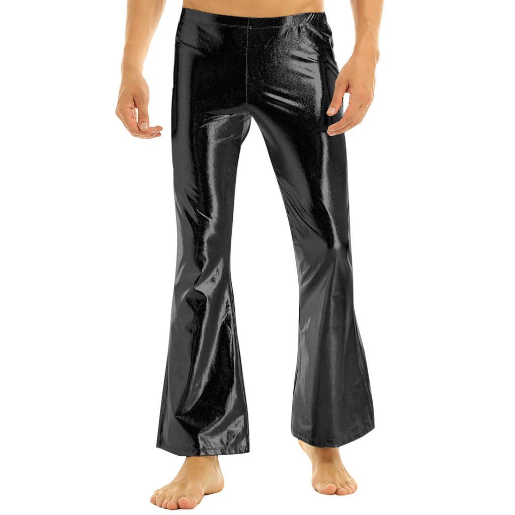 Herrenhosen Nachtclub Metallic Disco Hosen Bell Bottom Lange Hosen