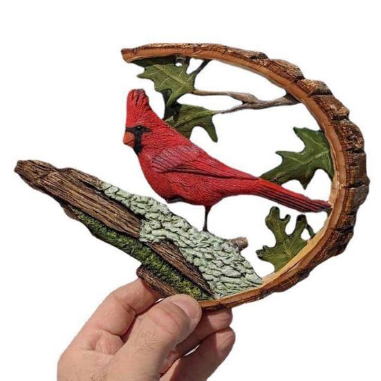 1 pár červených ptáčků z pryskyřičné ozdoby pro domácí dekorace, figurka štěstí a červeného ptáka