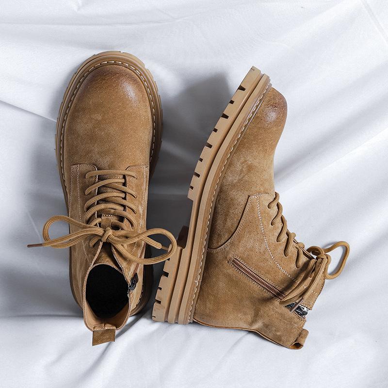 Hochwertige Herren Chelsea Boots Echte Leder Stiefeletten für Herren Trendige Motorradstiefel High-Top Wander-Arbeits-Freizeit Herrenstiefel