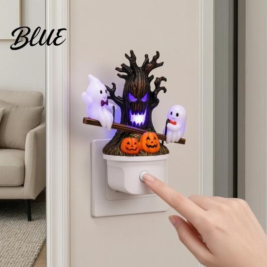 Halloween Night Light Light Plug-in Resin Seesaw Ghost And Dead Tree Child-friendly Lamp Waterproof Spooky Decor for Bedroom Party Ornament Scary