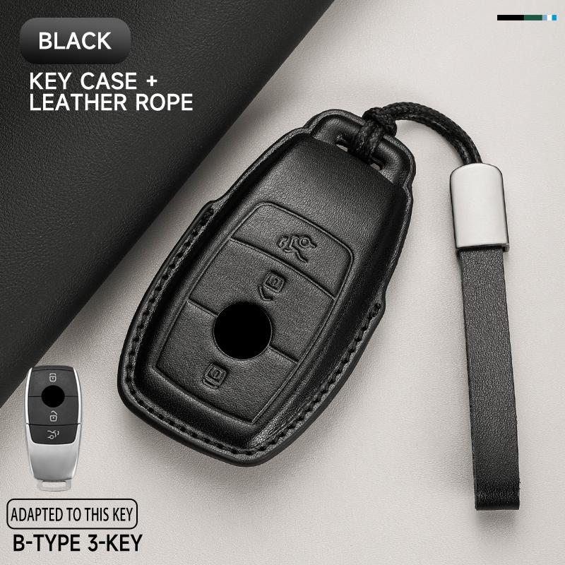 Genuine Leather Car Key Case Cover Key Bag For  Mercedes Benz A C E S G Class GLC CLE CLA GLB GLK GLS Protect Set Accessories
