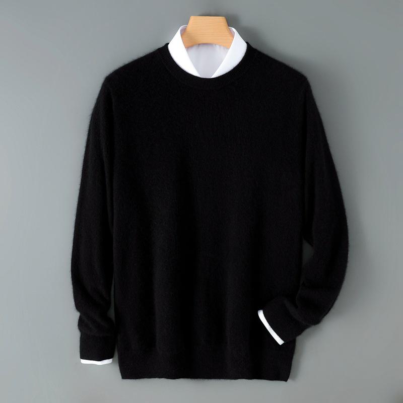 Herren Wollpullover mit Rundhalsausschnitt - Weich, Locker und Bequem Vielseitige Strickware für Herbst und Winter