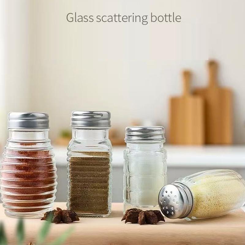 2Pcs Kitchen Glass Spice Bottle Barbecue Seasoning Bottle With Lid Salt And Pepper Shaker Pepper Shaker Mini Seasoning Jar Set