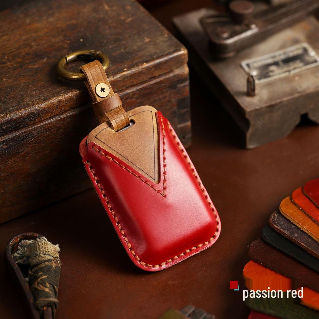 Handmade Genuine Leather Key Cover & Chain for Land Rover, Range Rover, Discovery 5, Jaguar - Crazy Horse Leather