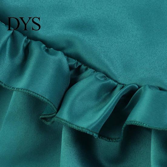 Faltenrock-Kleid Übergröße A-Linie Rüsche Knielang Einfarbige Midi-Länge Damen Ärmel O-Ausschnitt Breite Taille für Verabredungen Formelle Bankette Partys Frühling