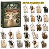 2D Arcylic Goat Advent Calendars 2026, Christmas Animal Advent Calendar Collection,24 Days Countdown Christmas Tree Ornament