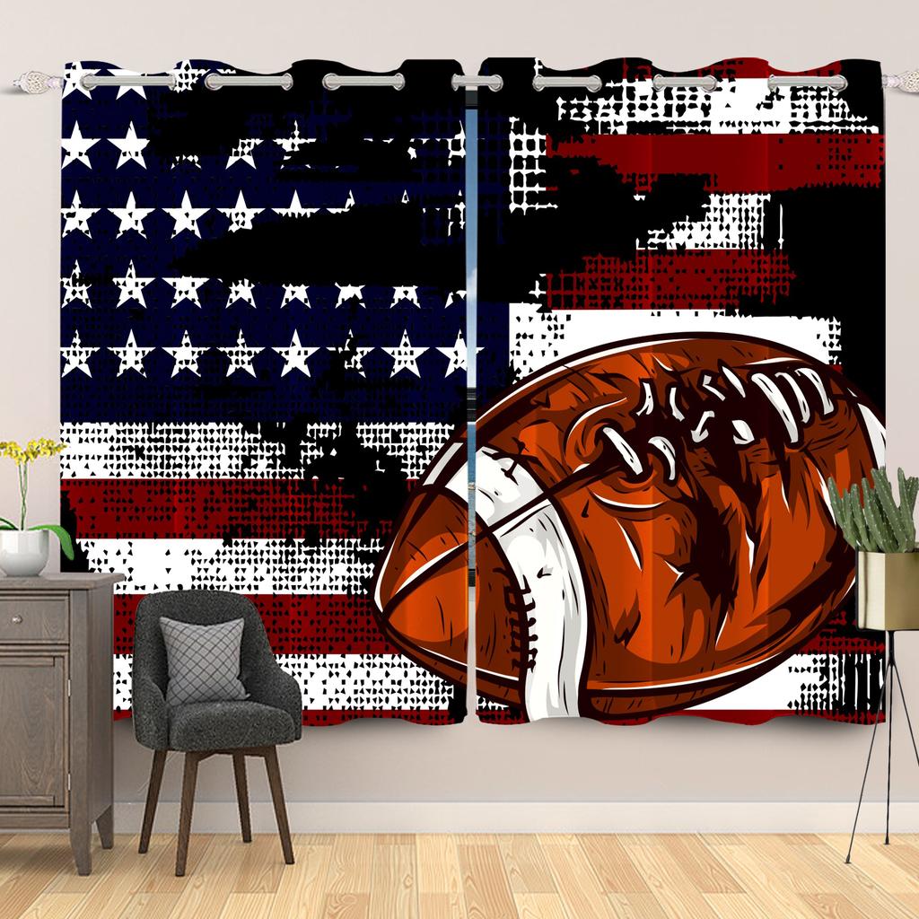 Light Blocking Sports Themed Curtains Multiple Designs Fan Bedroom Living Room Decor Top Window Drapes Curtain Polyester With Grommet Washable Ready