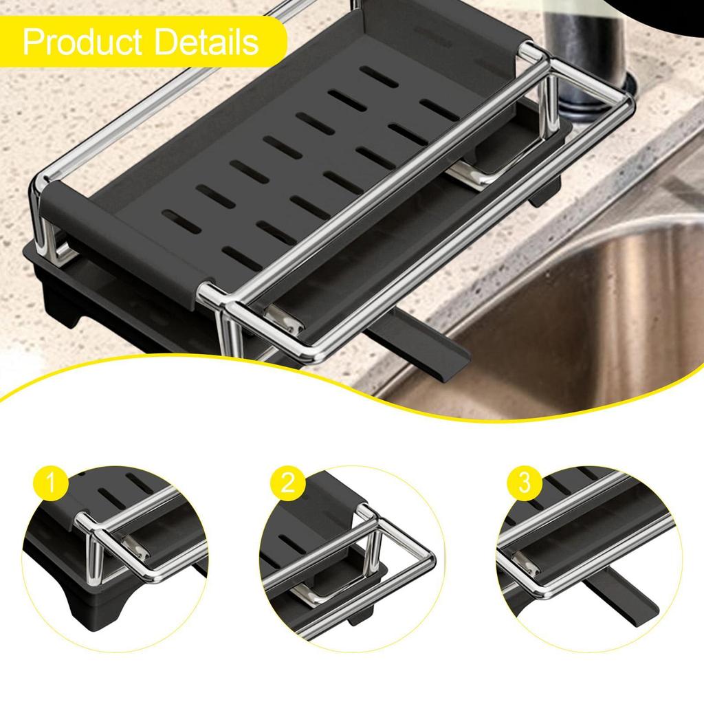 Sponge Holder for Kitchen Sink Dishcloth Rack Bathroom Sturdy with Drain Tray Kitchen Countertop Organizer