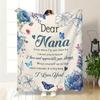 Nana Gift Blanket – Cozy Floral Print Throw with Heartfelt Message, Soft Flannel Material for Sofa, Bed, Office, or Camping