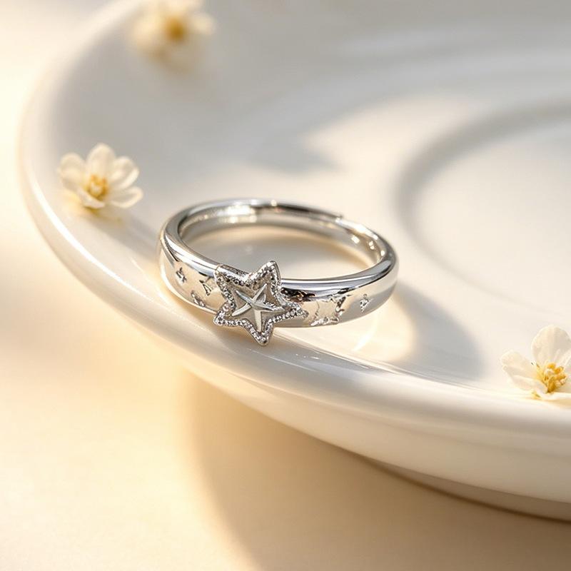 Panjbj   Copper Star Ring For Women Simple Adjustable Exquisite Jewelry Party Birthday Gift Dropshippipng