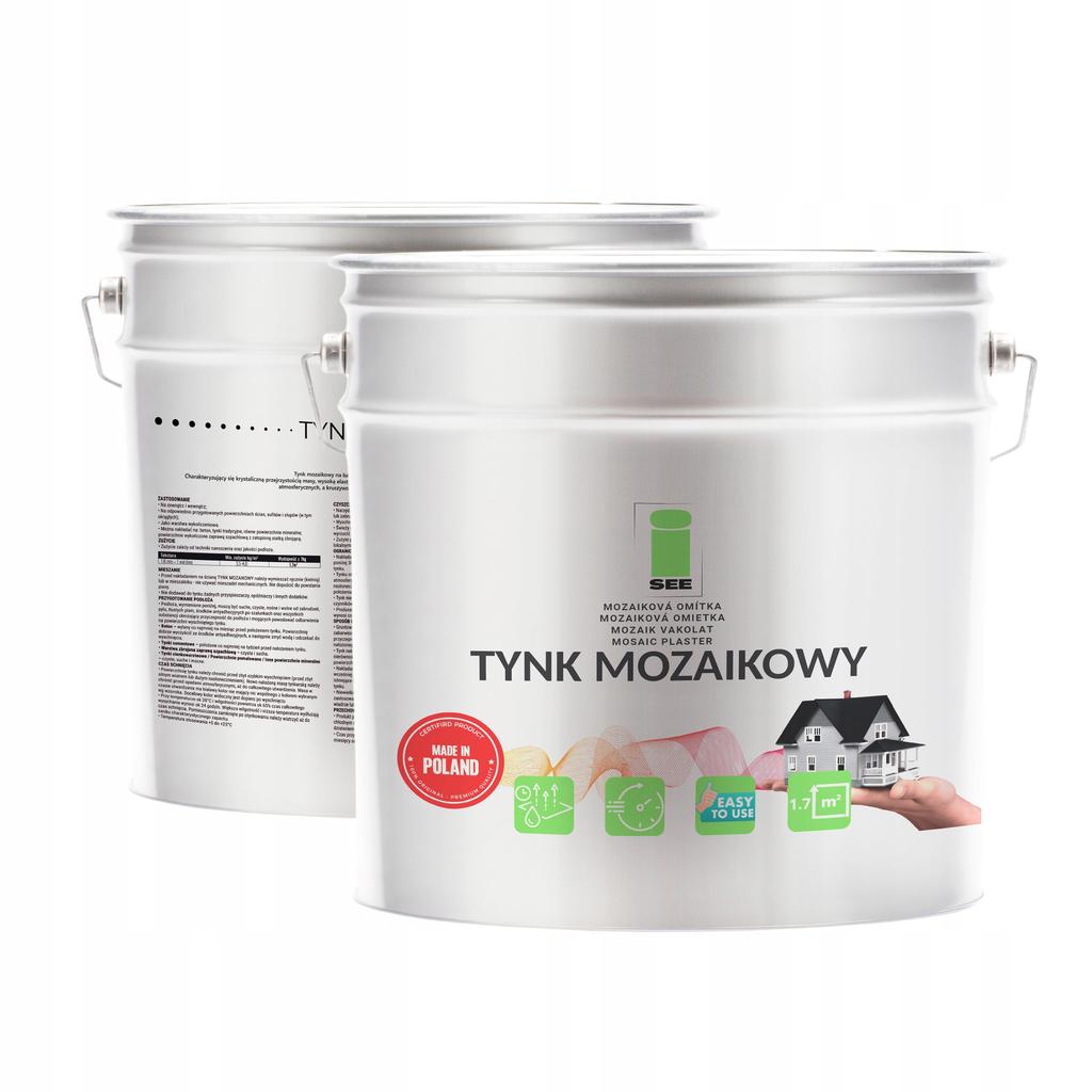 Tynk mozaikowy żywiczny biało czarny z miką 7kg mrozoodporny marmolit m24