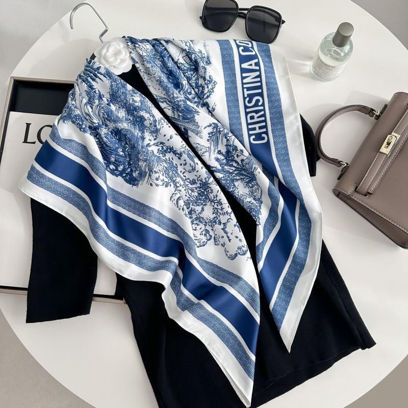 Čiernobiela hodvábna twill šatka so zvieracím vzorom - 90x90CM Jesenný/Zimný šál pre ženy