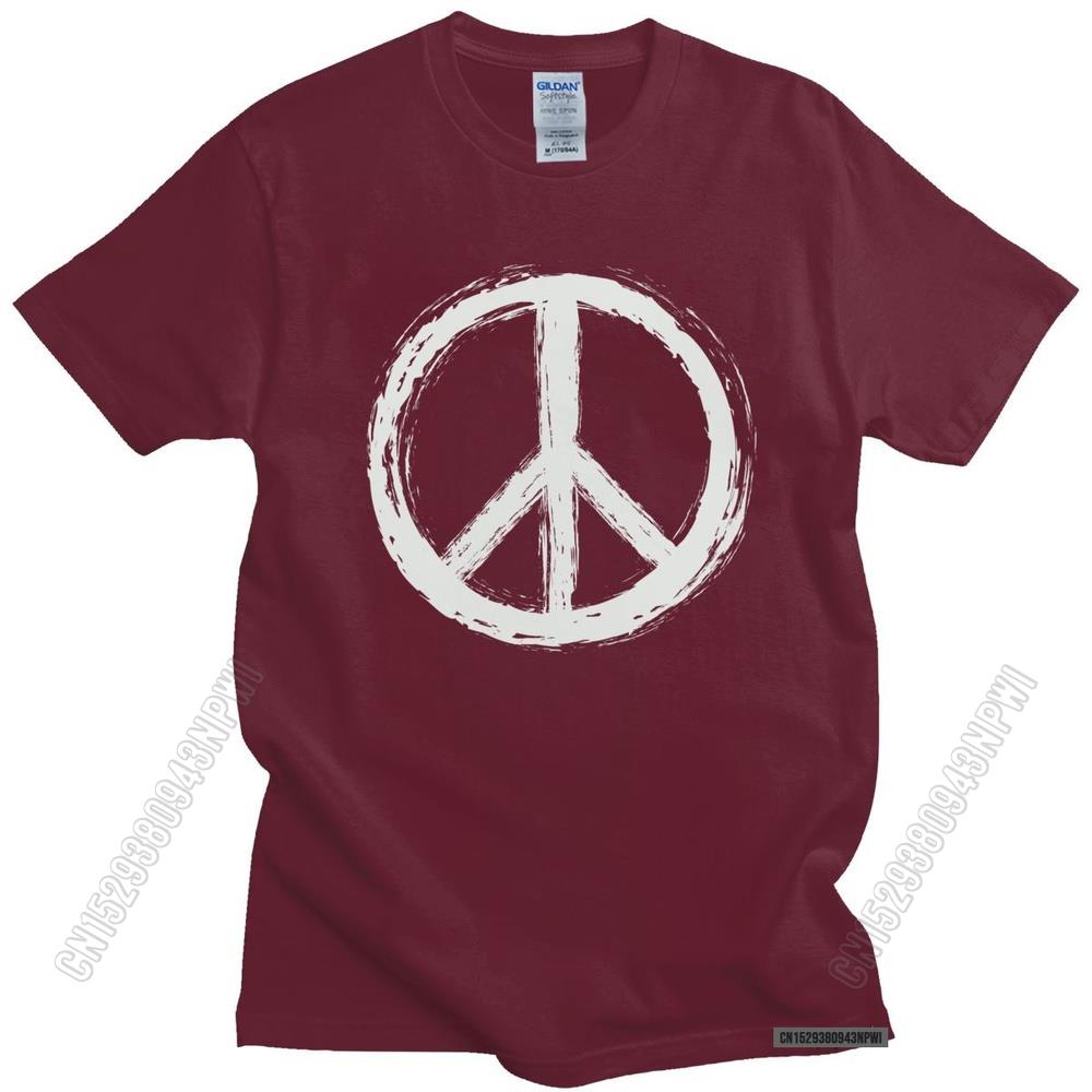Vintage Peace Sign T Shirt Short Sleeve Casual Uniform Tee Tops 100% Cotton Urban Tshirt Slim Fit T-Shirt Merch