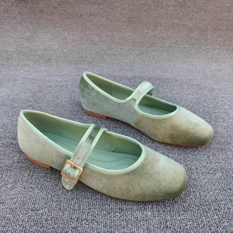 Mode Retro Ballerinas Damen Einfarbig Eckige Zehenpartie Frühling und Herbst Wildleder Damenschuhe Damen Slipper Damen zapatillas mujer