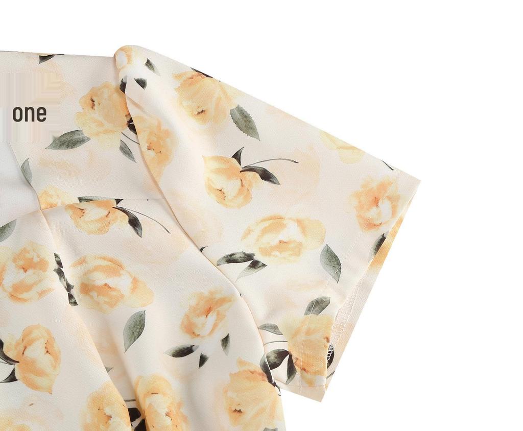 Letnia sukienka z kwadratowym dekoltem i nadrukiem w stylu vintage Hepburn