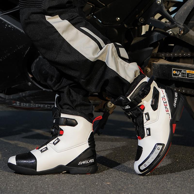 Stivali da moto unisex di grandi dimensioni in vera pelle antiscivolo anticollisione scarpe sportive da ciclismo all'aperto stivali da moto da donna