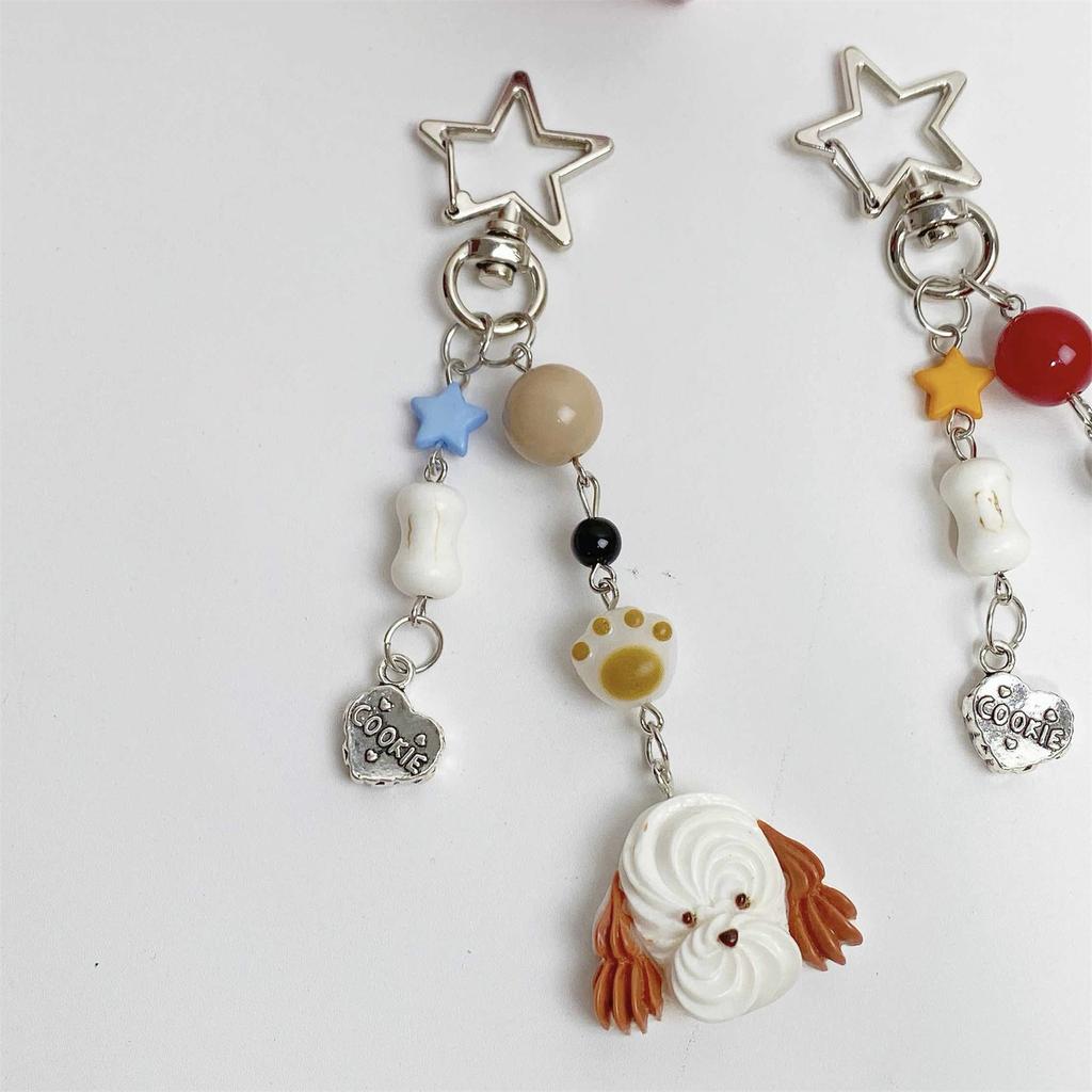 Resin Puppy Bead Pendant Keychain Trendy Earphone Case Charm Accessory Fashionable Phone Chain for Women and Girls