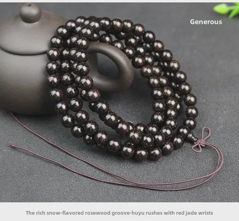 Pulseira de Sândalo Vermelho Zambiano com 108 Contas - Sândalo Vermelho Africano para Homens e Mulheres