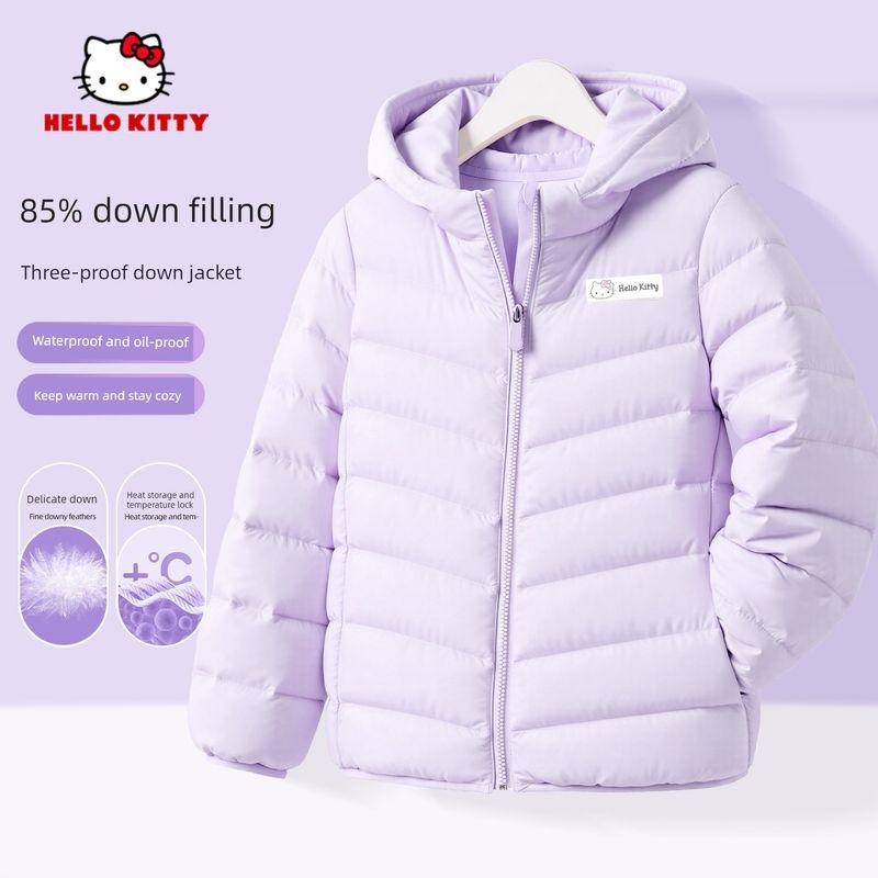 Hello Kitty Girls down Jacket Children s Clothing Kids down Coat Purple Stylish Baby Winter Top Trendy Fragrant Taro purple 140 cm