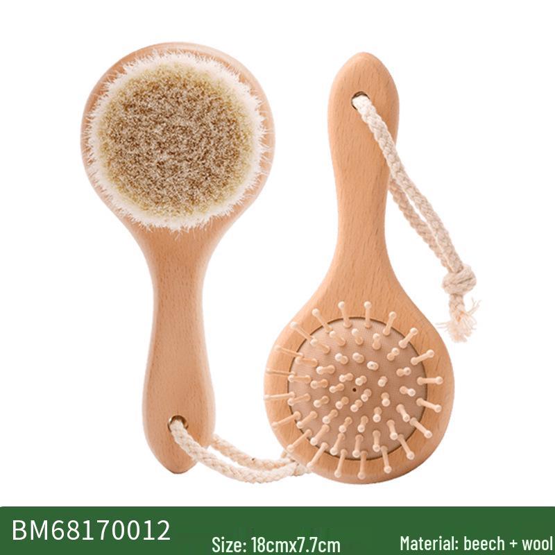 Baby Massage & Cleaning Set: Beechwood, Wool, Pearwood Brushes & Combs