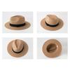 Sombrero de Paja Verano Hombres Mujeres Ala Ancha Playa Protección UV Fedora Sombrero de Sol