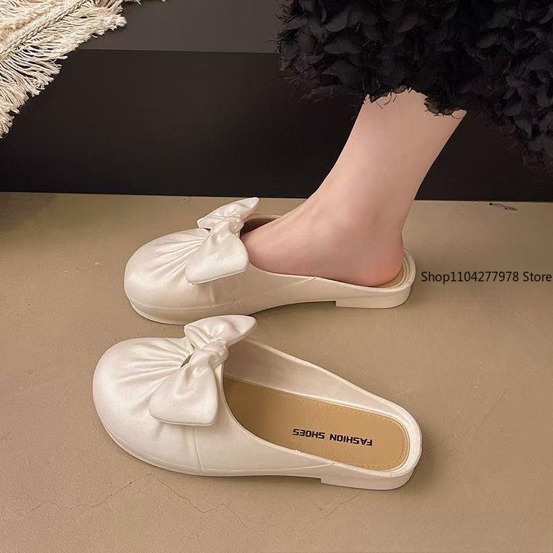 

Fashion Fashionable Rome Flat Bottom Women s Sandals 2025 Summer New Arrival Gentle Style Outerwear Slippers Half Slippers For Women 36-37 слоновая кость