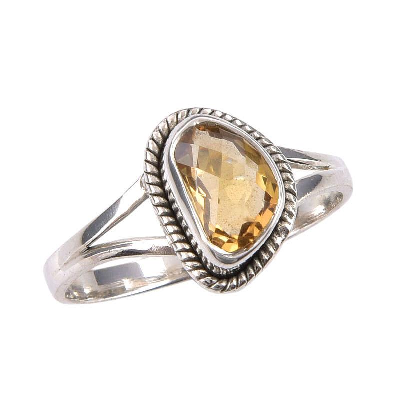 Natural Citrine Gemstone Handmade 925 Sterling Silver Jewelry Ring Size 9.5 T6d30