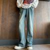 High Street Vintage Hole Loose Trousers Autumn Winter High Waist Denim Pants Men's Clothing Wide Leg Stylish Distressed Jeans