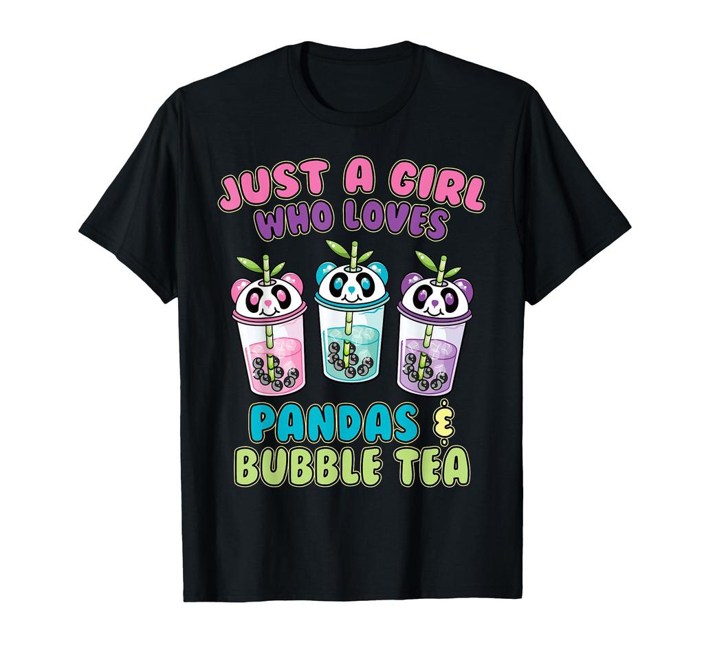 Boba Tea Kawaii Anime Shirt Girl Who Loves Pandas Bubble Tea T-Shirt