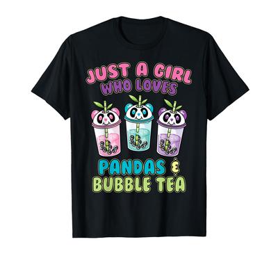 Boba Tea Kawaii Anime Shirt Mädchen, das Pandas liebt Bubble Tea T-Shirt