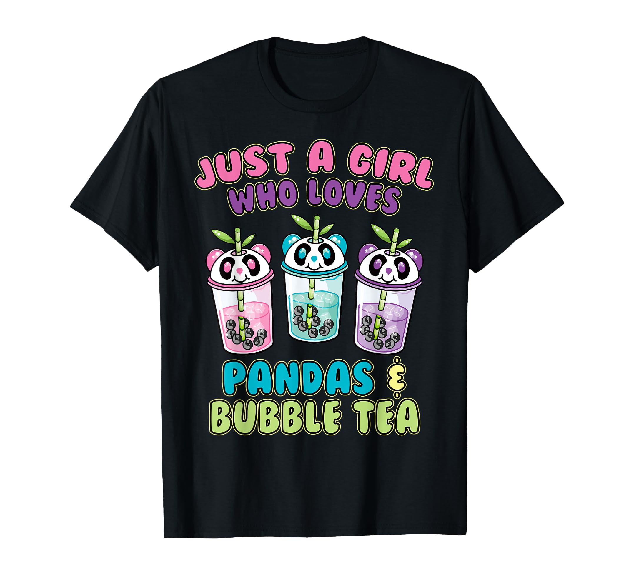 

Boba Tea Kawaii Anime Shirt Girl Who Loves Pandas Bubble Tea T-Shirt