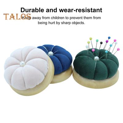 Gefülltes Nadelkissen, kürbisförmiges Nähnadelkissen, Flanell-Nadelkissen mit Holzsockel für Nähprojekte, DIY-Handwerk