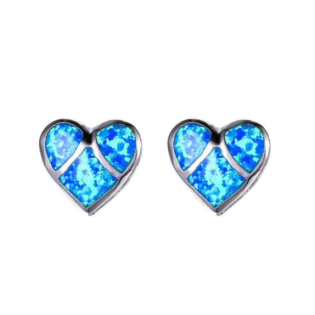 New White and Blue Colored Peach Heart Shaped Womens Simple and Versatile Earrings