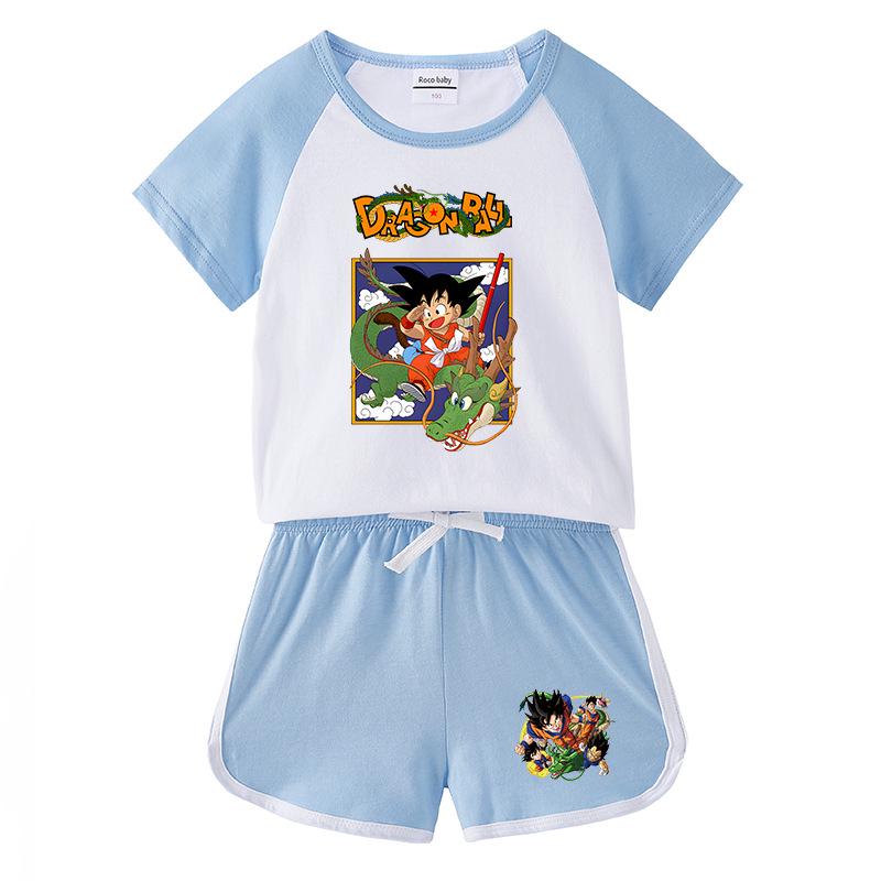 Kids' Summer Color Block Sports Set: Short Sleeve T-shirt & Hot Pants for Boys & Girls